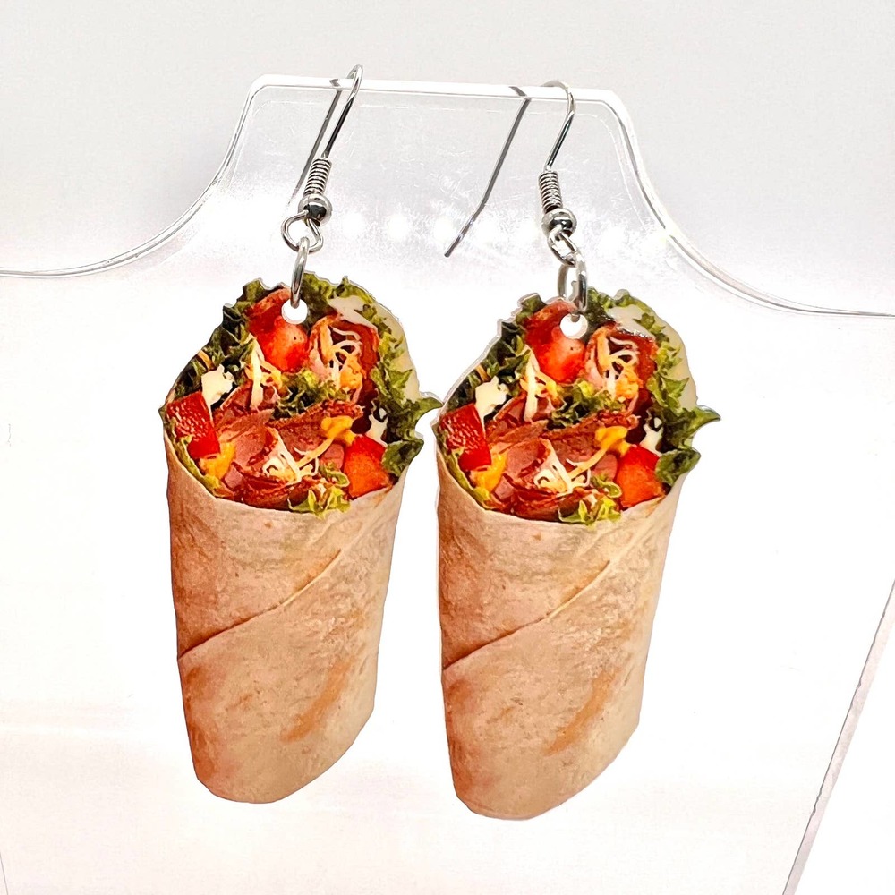Burrito Wrap Earrings - Taco Earrings - Food Earrings - Party Earrings - Cute Ea
